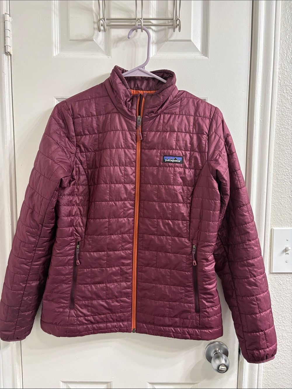 Patagonia Women's Nano Puff Insulated Jacket - Plum/Berry Fig with Orange Detail